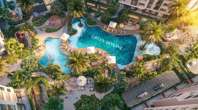 Hệ tiện &iacute;ch đan c&agrave;i giữa mảng xanh, tạo n&ecirc;n trải nghiệm sống thư th&aacute;i của ri&ecirc;ng Green Skyline